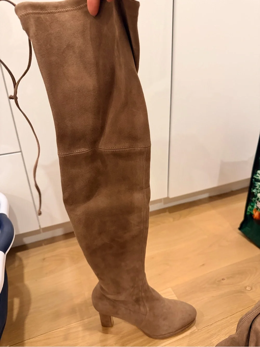 Stuart Weitzman Over-the-Knee Suede Boots in Taupe